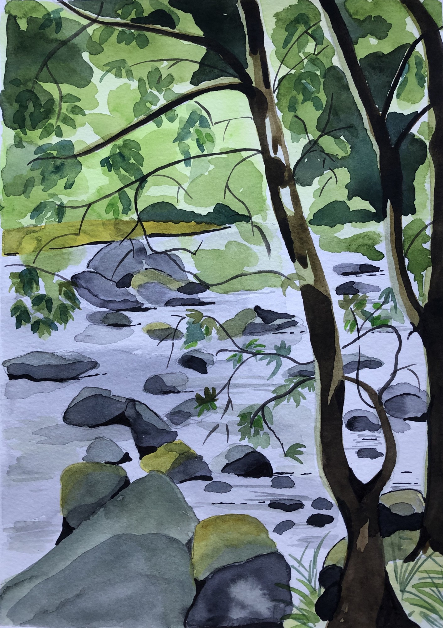 Watercolour river art