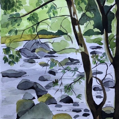 Watercolour river art